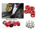 Motorcycle Fancy Bolts with Washer + Nuts10 Pcs Set / Universal Bike Chain Cover Bolts / Number Plate Bolts Set RED. 