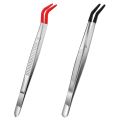 2 PCS Tweezers Curved Bent Rubber Tip Tweezers Stainless Steel Crafts Tweezers for Lab Jewelry Making. 