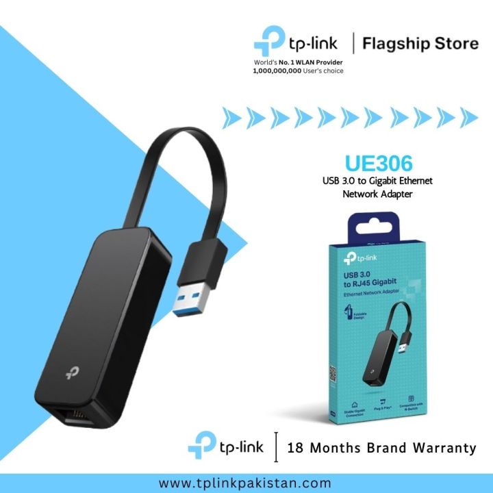 TP-Link USB 3.0 to RJ45 UE306 Ethernet Network Gigabit Adapter 10/100/1000Mbps - 18 Months Brand Warranty