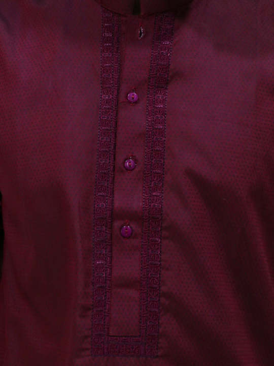 MSK22 Men's Chambray Kameez Shalwar Stitched Suit Maroon