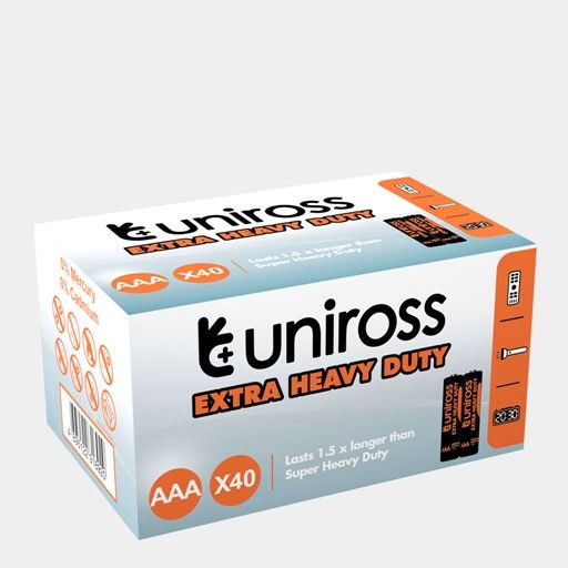 Uniross Box of 40Pcs AAA Extra Heavy Duty Cells