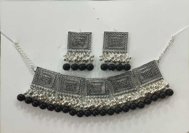 ANTIQUE%20SILVER%20&%20BLACK%20AFGHANI%20CHOKER%20WITH%20EARRINGS%20FOR%20ALL%20AGES%20WOMENS%20&%20GIRLS%20-%20Image%202