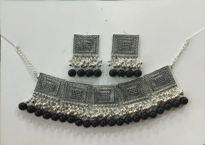 ANTIQUE%20SILVER%20&%20BLACK%20AFGHANI%20CHOKER%20WITH%20EARRINGS%20FOR%20ALL%20AGES%20WOMENS%20&%20GIRLS%20-%20Image%202