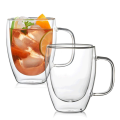 Double Wall Glass Coffee Mug 350ml| Double-Walled Glasses with Handle | Double Walled Glass Coffee Cups, Double Walled Insulated Glasses Thermal Coffee Glass. 