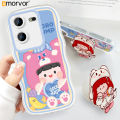 AMORVOR for Tecno Pova 5 Back Cover With Free Holder Lovely Girl Soft Wavy Phone Case Camera Protection Transparent TPU Soft Cover. 