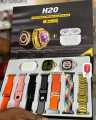H20 Ultra Smartwatch 10 in 1 with 7 Straps, Silicone Case, Earbuds, and Full HD Display. 