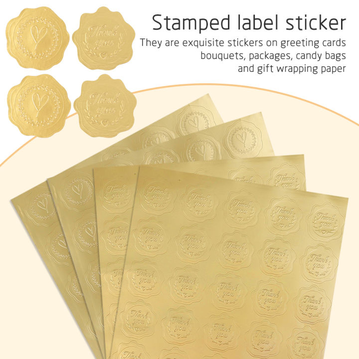 1/3 Sheets Embossed Foil Seals Stickers Thank You Wax Envelope Seals for Wedding Party Invitation Present Decoration