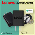 Lenovo Mobile Charger Adapter - USB Type C Data Cable (95Cm) - 3A Adapter Output - Fast Andriod Charger - 15W - Qualcomm Quick Charge 3.0 - Fast Charging Enabled - Wall Charger - Turbo Charge - Model SC-21 & R3.0 – Black. 