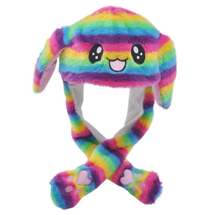 Ear Moving Jumping Hat Moving Ears Funny Plush Ears Activity Rabbit Hats Beanie Cosplay Halloween Party Hat for Kids Boys Girls