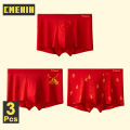 CMENIN MiiOW 3Pcs Red Modal Men's Panties Boxers Shorts Underpants Lucky Underwear Men Boxershorts Trunks MR2208. 