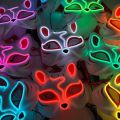 Cosplay womenLED Light Up Mask Fox Costume Half Face Mask Holiday Festival Party Cosplay Mask 1PC. 
