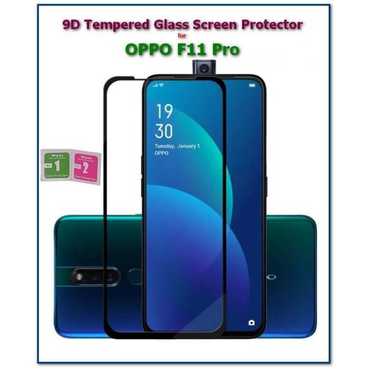Oppo F11 Pro Screen Protector 9D Glass Edge to Edge Full Screen Cover Full Glue Glass - Black