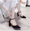 Pumps  Heel Shoes for Girls and Women's in Black Velvet. 