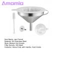 200 Fine Mesh Filter Stainless Steel Funnel Set with Fine Mesh Filter Cleaning Brush Kitchen Supplies for Liquid Transfer. 