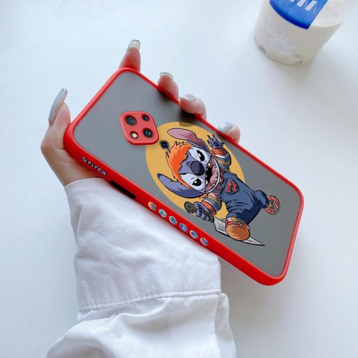 chenyyka For VIVO S5 Case With Side New Design Frosted Transparent Hard Square Edge Phone Case Pattern Silicone Casing Cartoon Cute Stitch Full Cover Camera Protection Cases Shockproof Softcase
