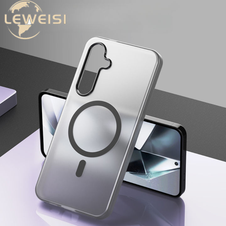 Leweisi Matte Transparent Case for Samsung Galaxy S24 FE Anti-fingerprints PC Hard Back Cover Phone Case