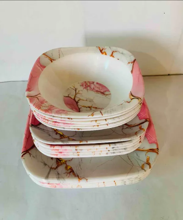 Pack of 18 Pieces High Grade Melamine New Design Dinner Set – 6 Rice ...