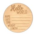 Wooden Baby Announcement Sign New 15 cm Hello World Newborn Welcome Sign Birth Baby Name Plaques. 