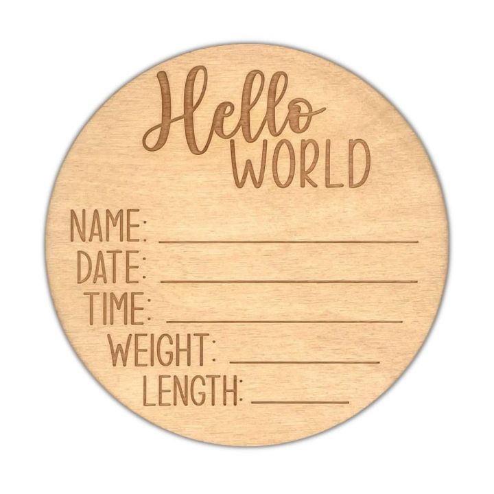 Wooden Baby Announcement Sign New 15 cm Hello World Newborn Welcome Sign Birth Baby Name Plaques
