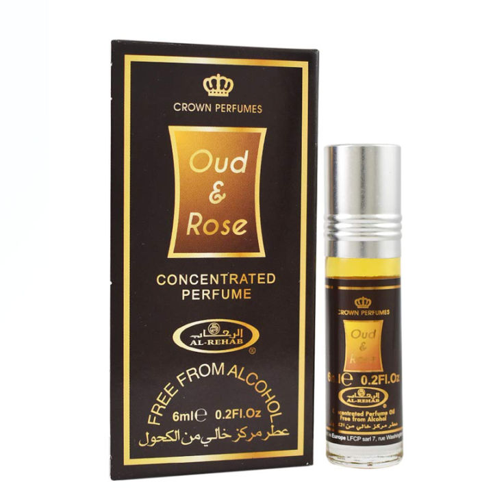 Al Rehab Oud & Rose 6ML Roll On Perfume Oil Crown Perfumes