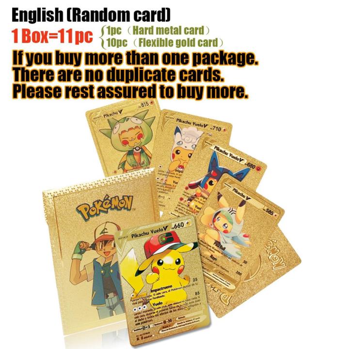 【Simple 3C】No Repeat 150 Styles Cartas Pokemon Español / De Metalicas Metal Carta Vmax V TAG TEAM Collection Game Toy
