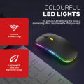 Ultra Slim Dual Mode 5.1 Bluetooth mouse Rechargeable Battery Gaming RGB USB Wireless Optical Mouse With Silent Clicks Black 2.4G Backlit Mice - Plug and Play. 