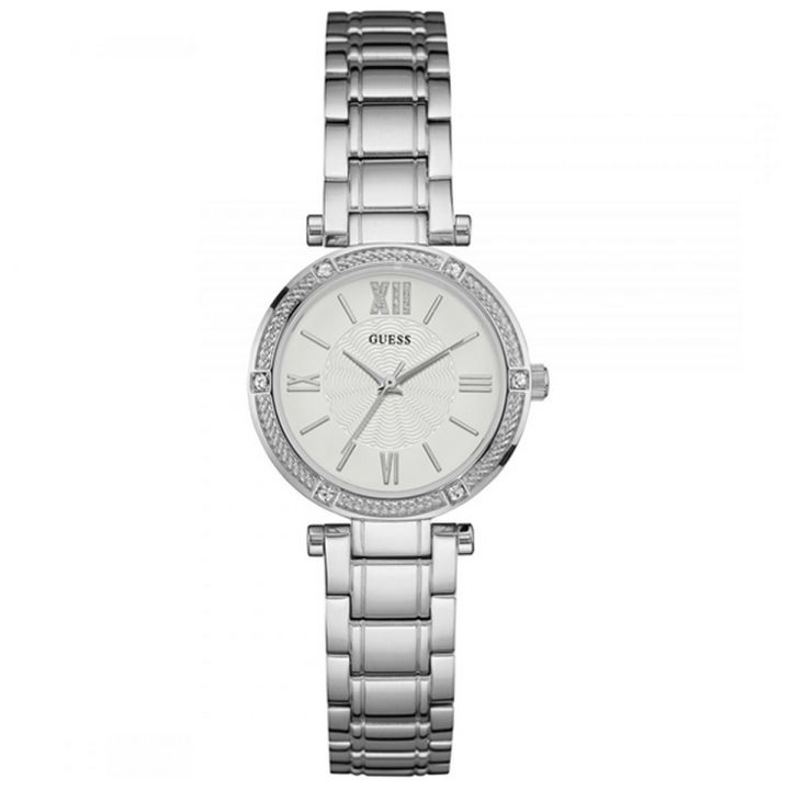 Guess Park Ave Silver Dial Silver Stainless Steel Watch For Women W0767L1