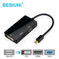 3 In 1 Mini displayport DP Thunderbolt to DVI VGA HDMI-compatible Converter Adapter cable for iMac Mac Mini Pro Air Book type1. 
