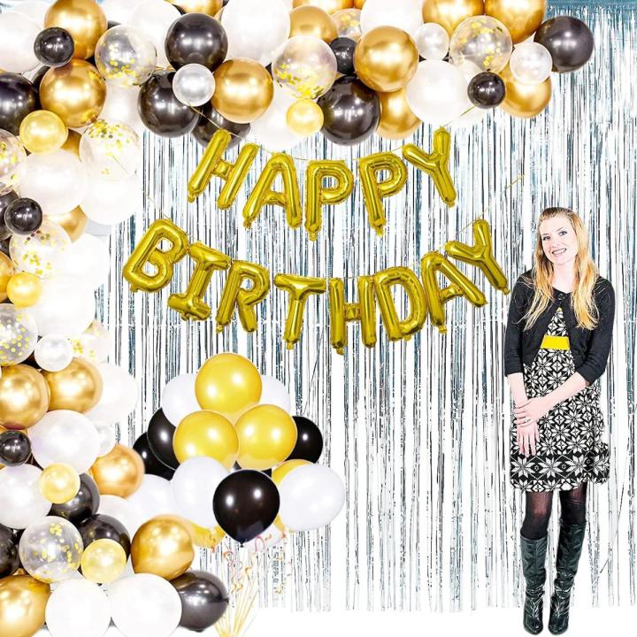 Beautiful Black and golden Birthday Theme ( 1foil+30 balloons+1back curtain ) Birthday Accessories Birthday Party Decoration Birthday Decoration Set Birthday Balloons Bithday Home Decor Birthday Decoration For Girls