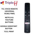 TCL Voice Remote Control Universal For TCL LED LCD TV RC-901V Black With Social Media Buttons TRIPLE H. 