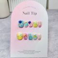 Handmade Short Press on Nails Korean Cute Y2k Star Nails Reusable Adhesive False Nails Full Cover Nail Tips Artificial Manicure. 
