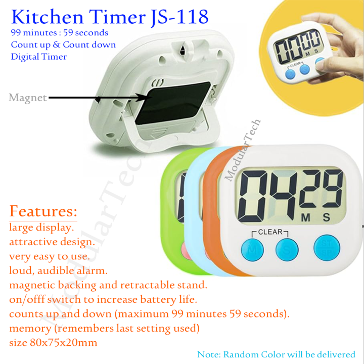 ModularTech Kitchen Timer Magnetic Base Model JS118 - Multicolor