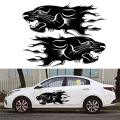 2 pcs Lion Bumblebee Totem Car Sticker Car Body Racing Side Door Long Stripe car decal Stickers_(Black) (58cm x 80cm). 