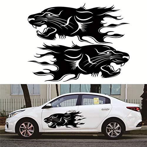 2 pcs Lion Bumblebee Totem Car Sticker Car Body Racing Side Door Long Stripe car decal Stickers_(Black) (58cm x 80cm)