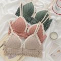 Japanese front buckle beautiful back bra sexy underwire small chest flat chest not empty cup triangle cup French girl underwear. 