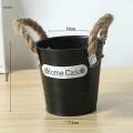 Farmhouse Flower Planter Metal Bucket Round Container Multipurpose with Handles for 10x10x7.5cm. 