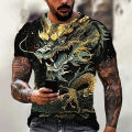 2025 New Dragon Lotus Flower Pattern T Shirt For Men Chinese Loong 3D Printed Tees Summer Casual Short Sleeve O-Neck Tops Unisex T-Shirts. 