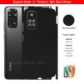 Xiaomi Redmi Note 11 Skin/Wrap 360 Protection Carbon fiber/ Matte/ Transparent/ Leather Back And Sides Included Camera Skin. 