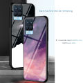Biruiqu For Realme 8 8 Pro Shockproof Starry Colorful Tempered Glass Back Soft Silicone Edge Case Cover. 