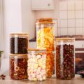 Glass Jar with bamboo Lid AIRTIGHT Canisters glass food storage jar with lids ( 1 piece price  ,  1000ml - 600ML - 450ML - 750 ml  ( check variation )  are perfect to store cookies, candy, flour, beans, spice, cereals etc.1000ml - 600ML - 450ML - 750 ml. 