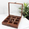 Wooden Spice Container Masala Box Rack with wooden spoon Dry Fruit Rack Storage Movable 9 solid wooden rack Spice Box  spice rack tray, Drawer Organizer for Kitchen Cabinets, Medicine storage, Medicine Daily Dose Rack Wooden Medicine Tablet. 