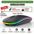 Rechargeable - Wireless Mouse Ultra Slim Gaming Mouse RGB Dual Mode 5.1 Bluetooth Mouse Rechargeable Battery Gaming RGB USB Wireless Optical Mouse With Silent Clicks Black 2.4G Backlit Mice - Plug and Play For Laptop, PC, Computer, MacBook, iPad, Smart TV. 