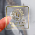 100pcs/Lot Personalized Custom Logo Stickers Clear Transparent Gold Foil Silver Business Logo Stickers Wedding Stickers. 