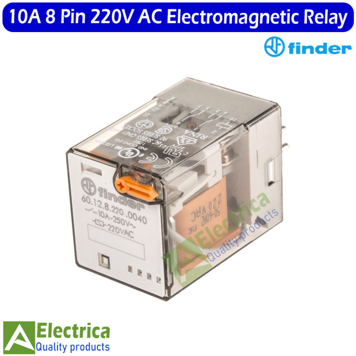 finder%208%20Pin%2010A%20Coil%20220V%20AC%20Rail-Mount%20Power%20Relay%20and%20PTF-088A%20Screw%20Terminals%20Base%20220V%20Contact%20DPDT%20General%20Purpose%20Relay%208%20pins%20double%20pole%20double%20through%20relay%20by%20Electrica%20-%20Image%204