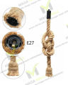 Pack of 3 - Industrial Rope Pendant Lamp Vintage Edison Hemp Rope Ceiling Light Base(Bulb not included). 