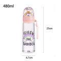 Water bottle cute unicorn creative micro landscape interesting design plastic water cup rainbow color girl portable portable. 