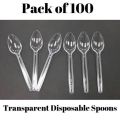 Disposable Spoons Transparent Plastic Spoons - Pack of 100. 