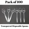 Disposable Spoons Transparent Plastic Spoons - Pack of 100. 