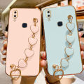 COROGI for Samsung Galaxy A30 Back Cover with Love Heart Bracele Chain Luxury 6D Plating Square Frame Shiny Case Camera Lens Protection Soft Silicone Mobile Phone Cases. 
