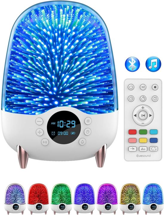 Night Light Bluetooth Speaker, Eyesound 3D Galaxy Table Lamp RGB Colour Changing LED,Bedside Lamps 3000mAh Battery with Remote Control,Desk Nightlight for Bedroom Living Room,Gift for Baby Kids Adults